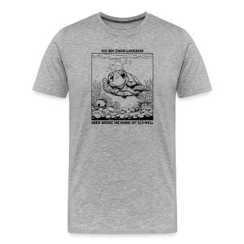 Opinionated turtle - Men's Premium Organic T-Shirt - heather grey - Front - Damien (186cm)