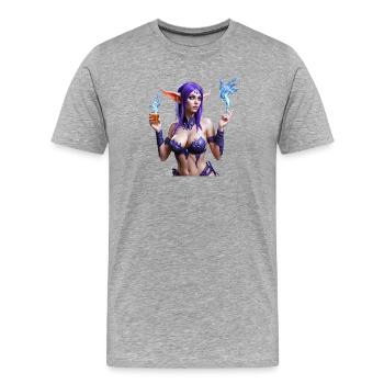 Elfes de la Nuit Psy — Brume Lune - T-shirt bio Premium Homme - gris chiné - Devant - Damien (186cm)