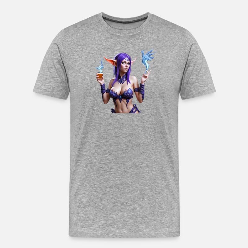 Psy Night Elves — Moon Haze - Männer Premium Bio T-Shirt - Grau meliert