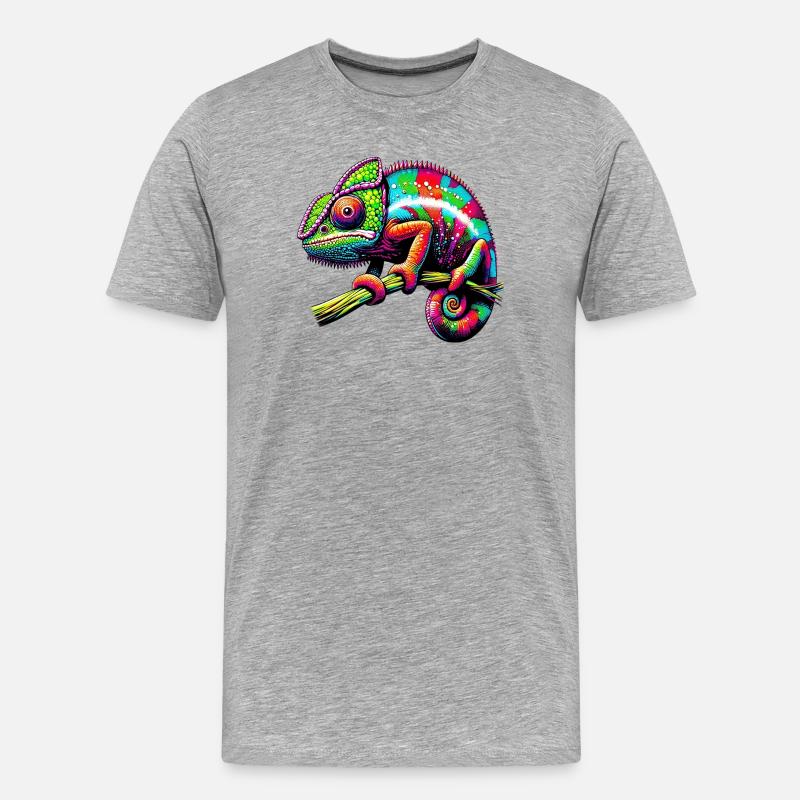 Chamäleon - Männer Premium Bio T-Shirt - Grau meliert