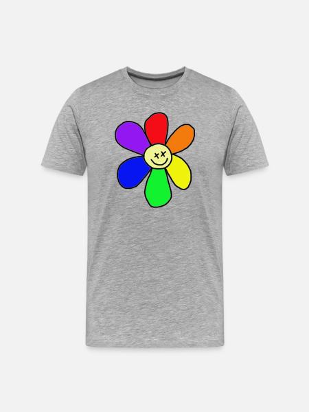 Regenbogen-Blume - Männer Premium Bio T-Shirt - Grau meliert