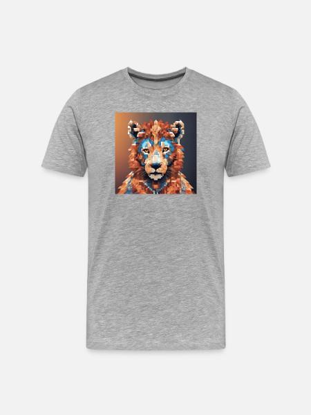 Pixel Bär - Männer Premium Bio T-Shirt - Grau meliert