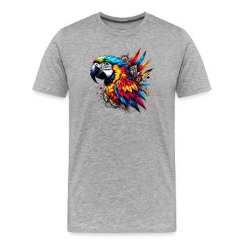 Perroquet - T-shirt bio Premium Homme - gris chiné - Devant - Damien (186cm)