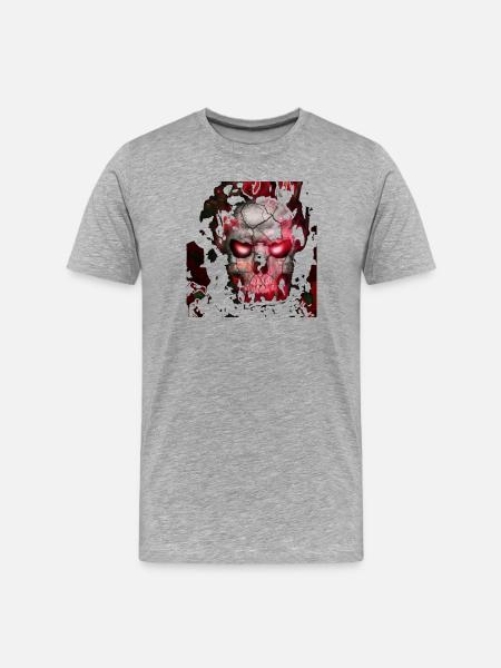 Totenkopf rot skulls - Männer Premium Bio T-Shirt - Grau meliert