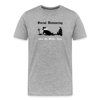 Peste noire Distanciation sociale - T-shirt bio Premium Homme - gris chiné - Devant - Damien (186cm)