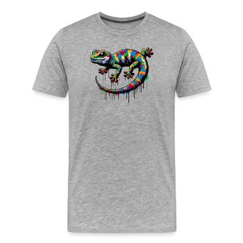 Gecko - Men's Premium Organic T-Shirt - heather grey - Front - Damien (186cm)