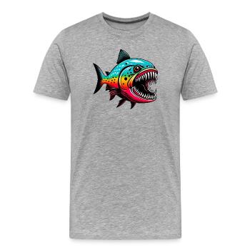 Piranha - Men's Premium Organic T-Shirt - heather grey - Front - Damien (186cm)