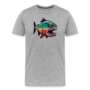 Piranha - Men's Premium Organic T-Shirt - heather grey - Front - Damien (186cm)