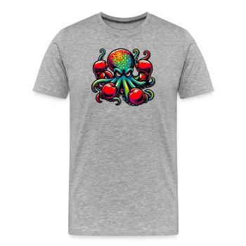 Krake - Männer Premium Bio T-Shirt - Grau meliert - Vorne - Damien (186cm)