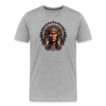 Amérindien Américain - T-shirt bio Premium Homme - gris chiné - Devant - Damien (186cm)