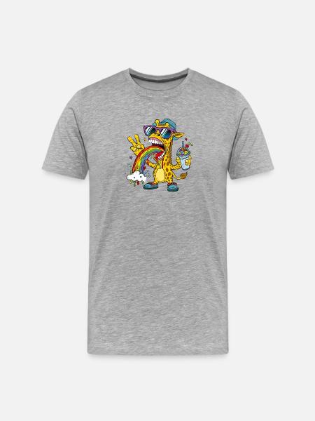 Rainbow giraffe - Men's Premium Organic T-Shirt - heather grey