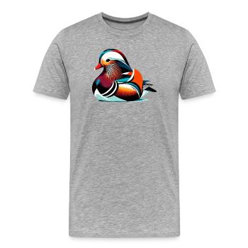 Canard mandarin - T-shirt bio Premium Homme - gris chiné - Devant - Damien (186cm)