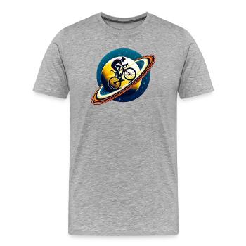 Cycliste sur Saturne - T-shirt bio Premium Homme - gris chiné - Devant - Damien (186cm)