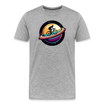 Cycliste sur Saturne - T-shirt bio Premium Homme - gris chiné - Devant - Damien (186cm)