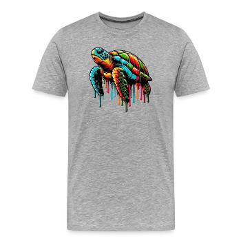 Tortue - T-shirt bio Premium Homme - gris chiné - Devant - Damien (186cm)
