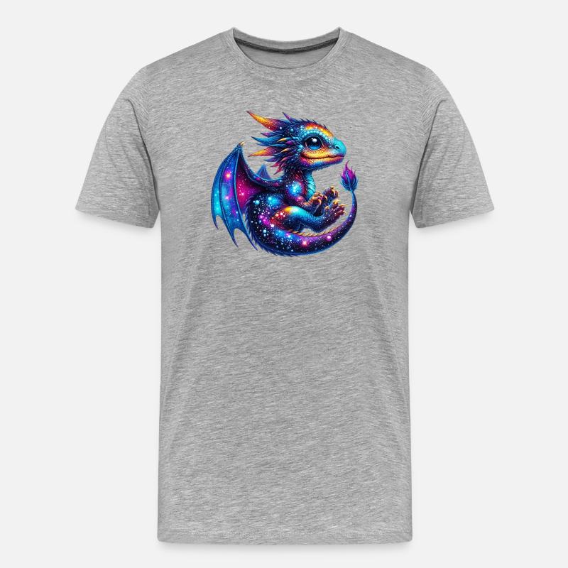 Drache - Männer Premium Bio T-Shirt - Grau meliert