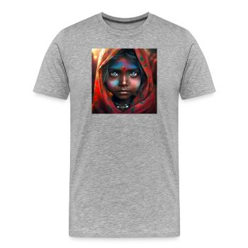Hindu Child Portrait - Men's Premium Organic T-Shirt - heather grey - Front - Damien (186cm)