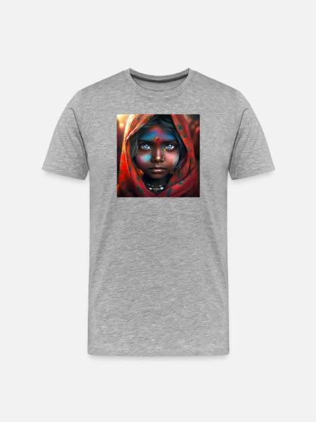 Hindu Child Portrait - Men's Premium Organic T-Shirt - heather grey