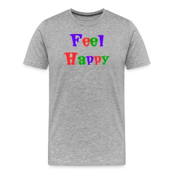 GLÜCKLICH. KOSTENLOS. FREIHEIT. WOHLFAHRT. ZEN. MEDITATION. - Männer Premium Bio T-Shirt - Grau meliert - Vorne - Damien (186cm)