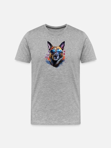 Malinois with sunglasses - Men's Premium Organic T-Shirt - heather grey
