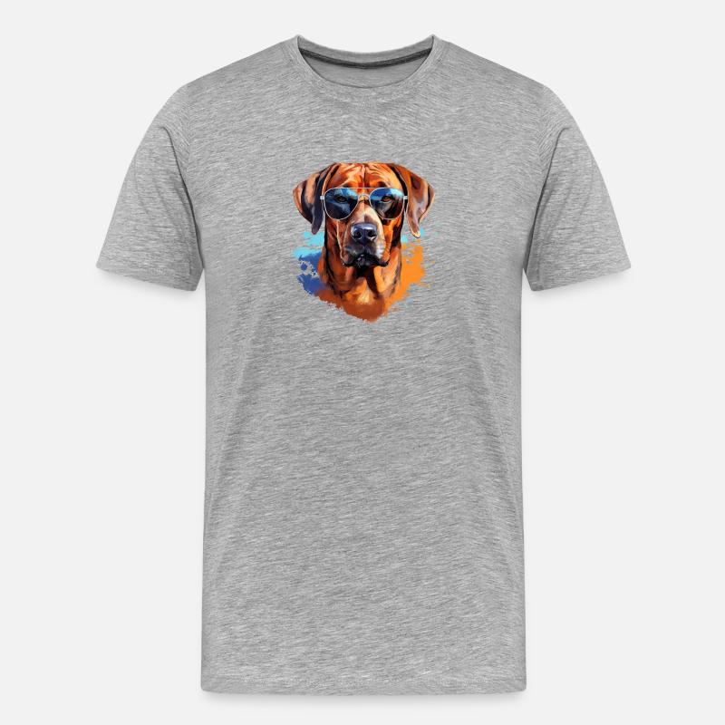 Rhodesian Ridgeback mit Sonnenbrille - Männer Premium Bio T-Shirt - Grau meliert