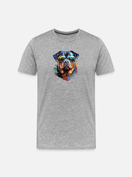 Rottweiler with sunglasses - Men's Premium Organic T-Shirt - heather grey