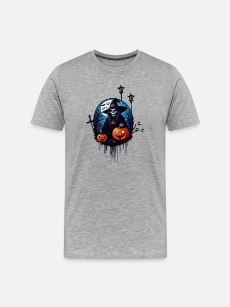 A spooky Halloween scene - Men's Premium Organic T-Shirt - heather grey