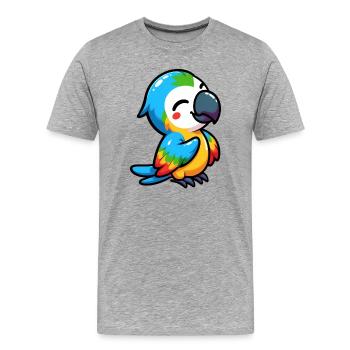 Perroquet - T-shirt bio Premium Homme - gris chiné - Devant - Damien (186cm)