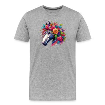 Cheval - T-shirt bio Premium Homme - gris chiné - Devant - Damien (186cm)