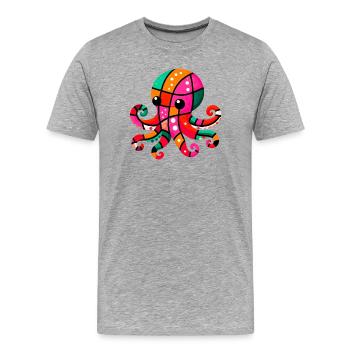 Pieuvre - T-shirt bio Premium Homme - gris chiné - Devant - Damien (186cm)