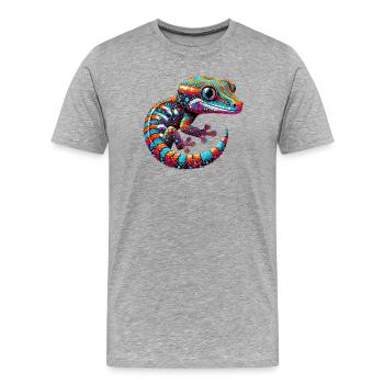 Gecko - T-shirt bio Premium Homme - gris chiné - Devant - Damien (186cm)