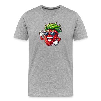 Cool Strawberry with Sunglasses Fruity Summer - Men's Premium Organic T-Shirt - heather grey - Front - Damien (186cm)