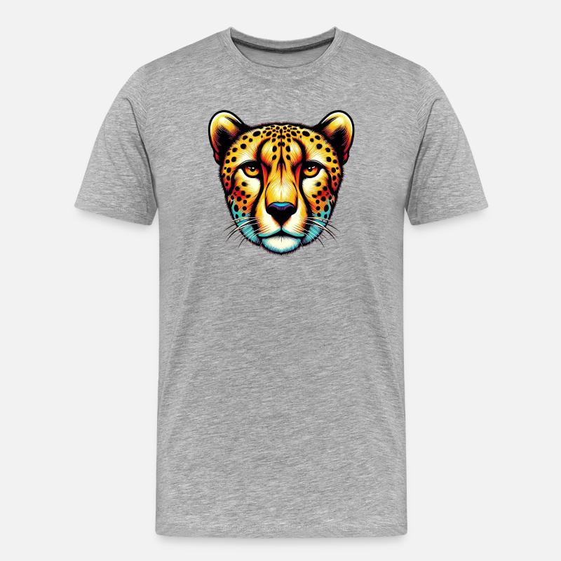 Gepard - Männer Premium Bio T-Shirt - Grau meliert