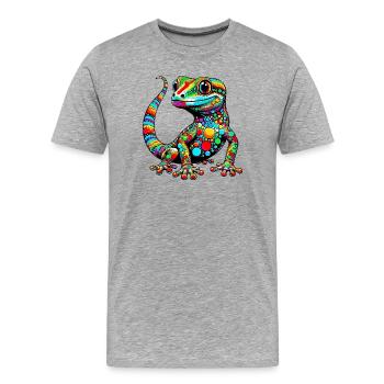 Gecko - T-shirt bio Premium Homme - gris chiné - Devant - Damien (186cm)