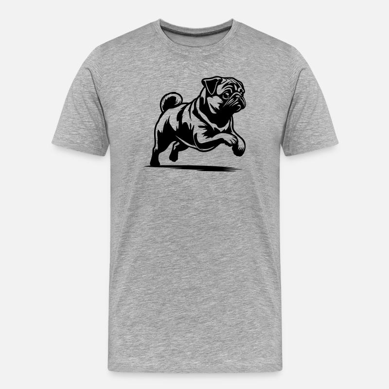 Mops - Männer Premium Bio T-Shirt - Grau meliert