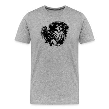 Tibet Spaniel - Männer Premium Bio T-Shirt - Grau meliert - Vorne - Damien (186cm)