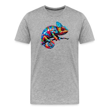 Caméléon - T-shirt bio Premium Homme - gris chiné - Devant - Damien (186cm)