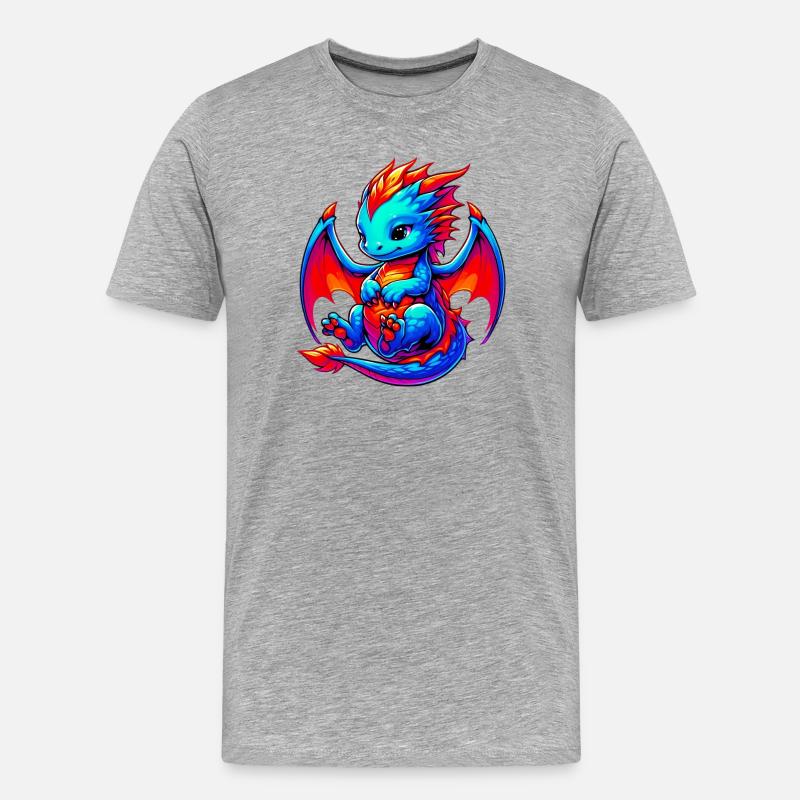 Drache - Männer Premium Bio T-Shirt - Grau meliert