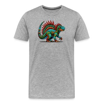 Dinosaur - Men's Premium Organic T-Shirt - heather grey - Front - Damien (186cm)
