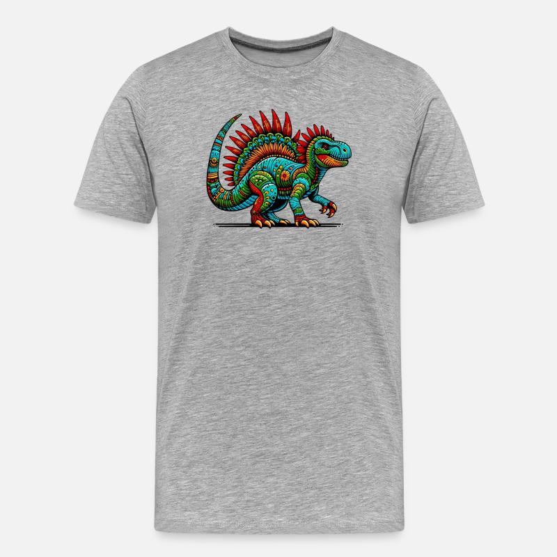 Dinosaurier - Männer Premium Bio T-Shirt - Grau meliert