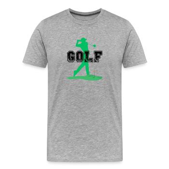 Stilvolles Golf T-Shirt Swing Silhouette Golfer Geschenk - Männer Premium Bio T-Shirt - Grau meliert - Vorne - Damien (186cm)