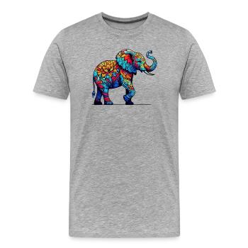 Éléphant - T-shirt bio Premium Homme - gris chiné - Devant - Damien (186cm)