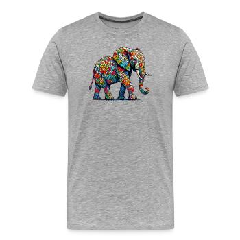 Éléphant - T-shirt bio Premium Homme - gris chiné - Devant - Damien (186cm)