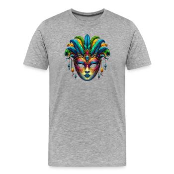 Masque du Carnaval de Venise - T-shirt bio Premium Homme - gris chiné - Devant - Damien (186cm)