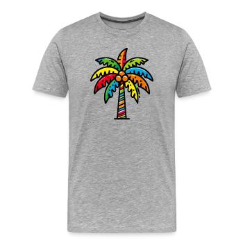 Palme - Männer Premium Bio T-Shirt - Grau meliert - Vorne - Damien (186cm)