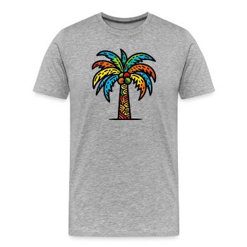 Palme - Männer Premium Bio T-Shirt - Grau meliert - Vorne - Damien (186cm)