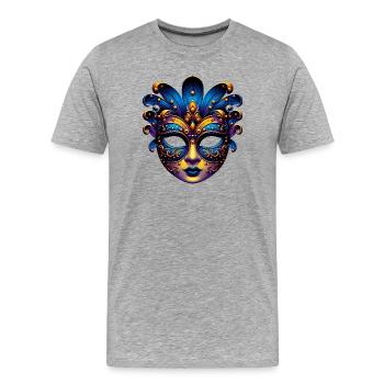 Masque du Carnaval de Venise - T-shirt bio Premium Homme - gris chiné - Devant - Damien (186cm)