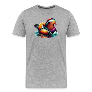 Canard mandarin - T-shirt bio Premium Homme - gris chiné - Devant - Damien (186cm)
