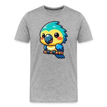 Perroquet - T-shirt bio Premium Homme - gris chiné - Devant - Damien (186cm)