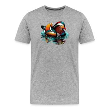 Canard mandarin - T-shirt bio Premium Homme - gris chiné - Devant - Damien (186cm)
